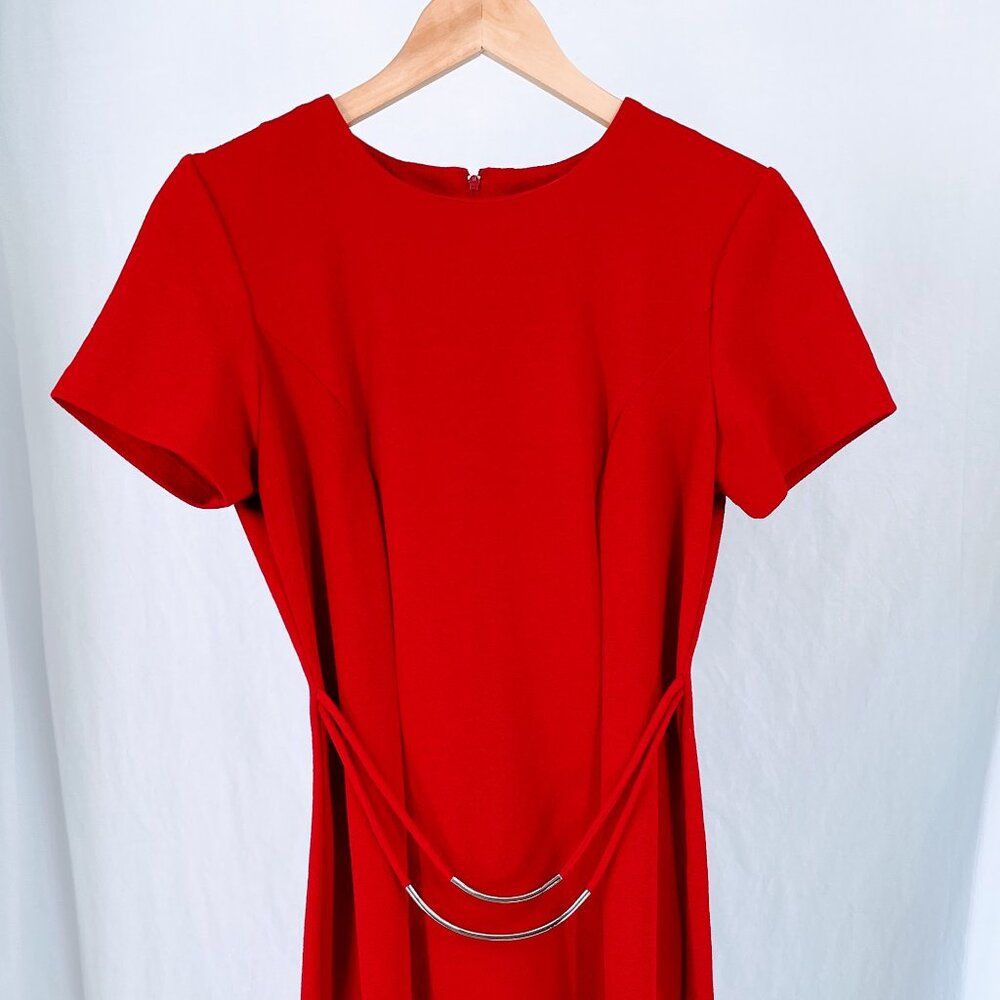 Vintage Scarlett 2000 Short Sleeve Red A Line Long Dress